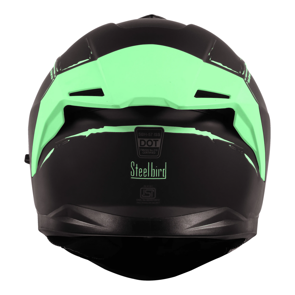Steelbird Sbh 57 Fighter F2 Matt Black Green Full Face Helmet