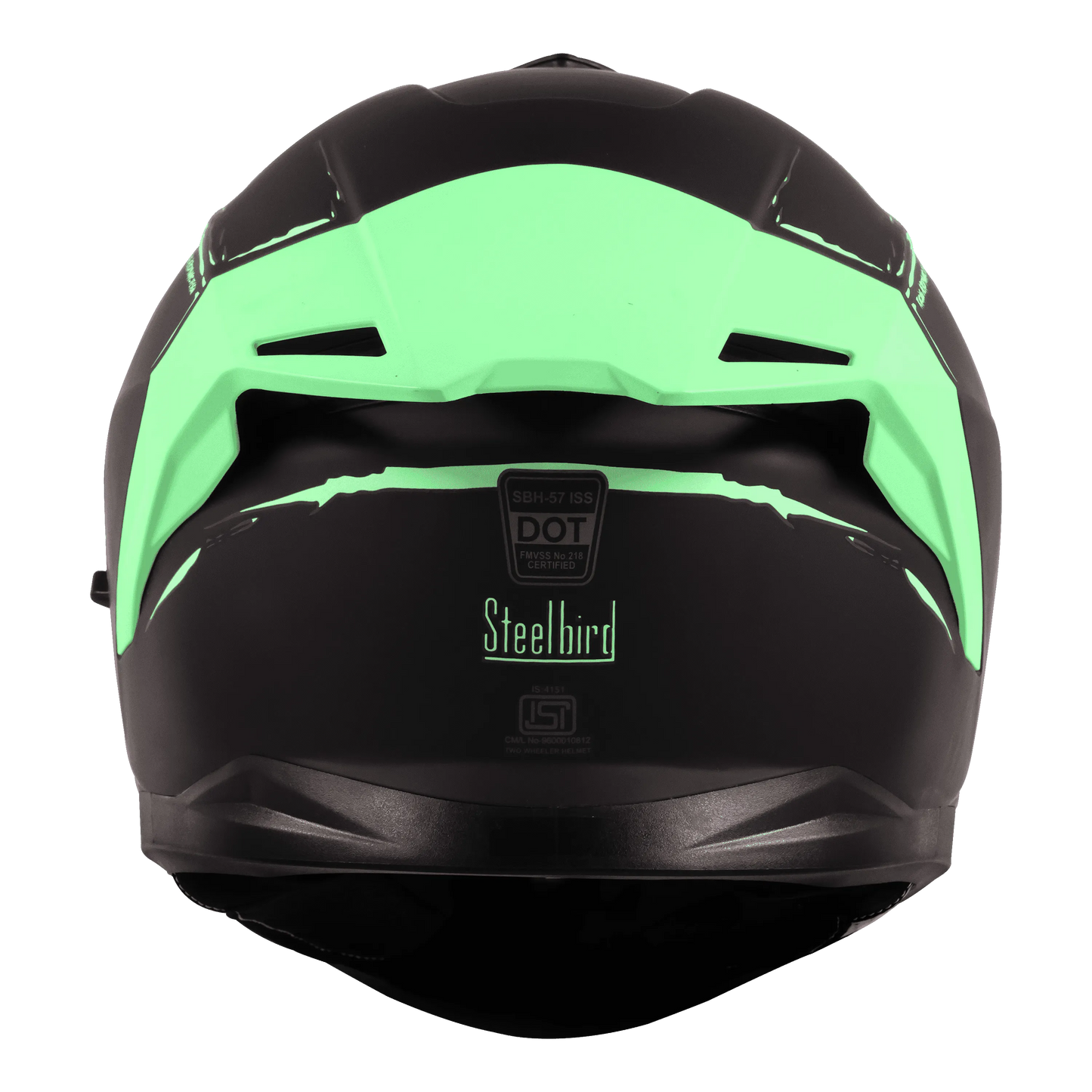 Steelbird Sbh 57 Fighter F2 Matt Black Green Full Face Helmet