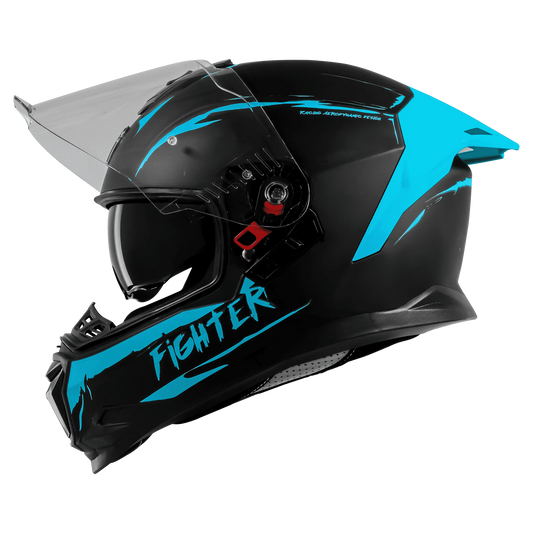 STEELBIRD Sbh 57 Fighter F2 Matt Black Jazz Blue Full Face Helmet