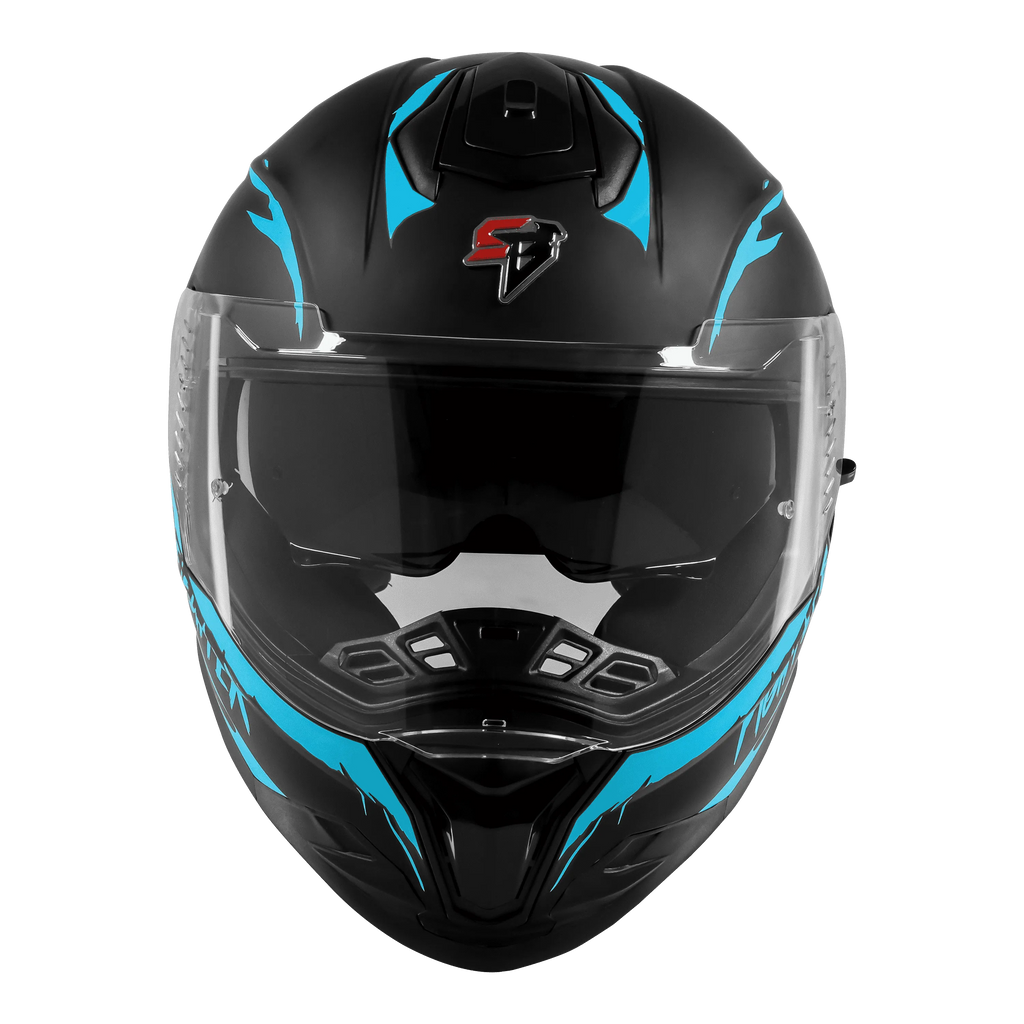 STEELBIRD Sbh 57 Fighter F2 Matt Black Jazz Blue Full Face Helmet