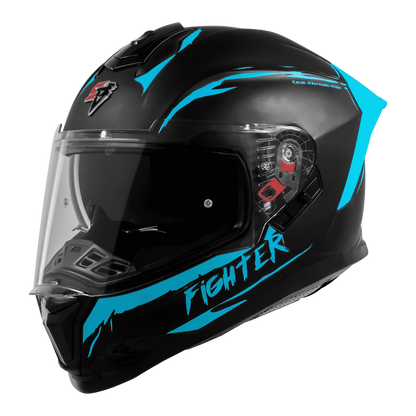 STEELBIRD Sbh 57 Fighter F2 Matt Black Jazz Blue Full Face Helmet