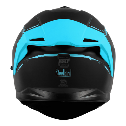 STEELBIRD Sbh 57 Fighter F2 Matt Black Jazz Blue Full Face Helmet