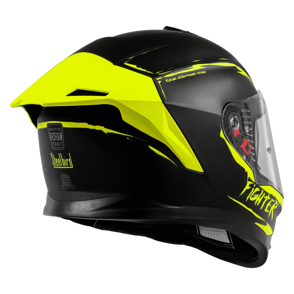 Steelbird Sbh 57 Fighter F2 Matt Black Neon Full Face Helmet