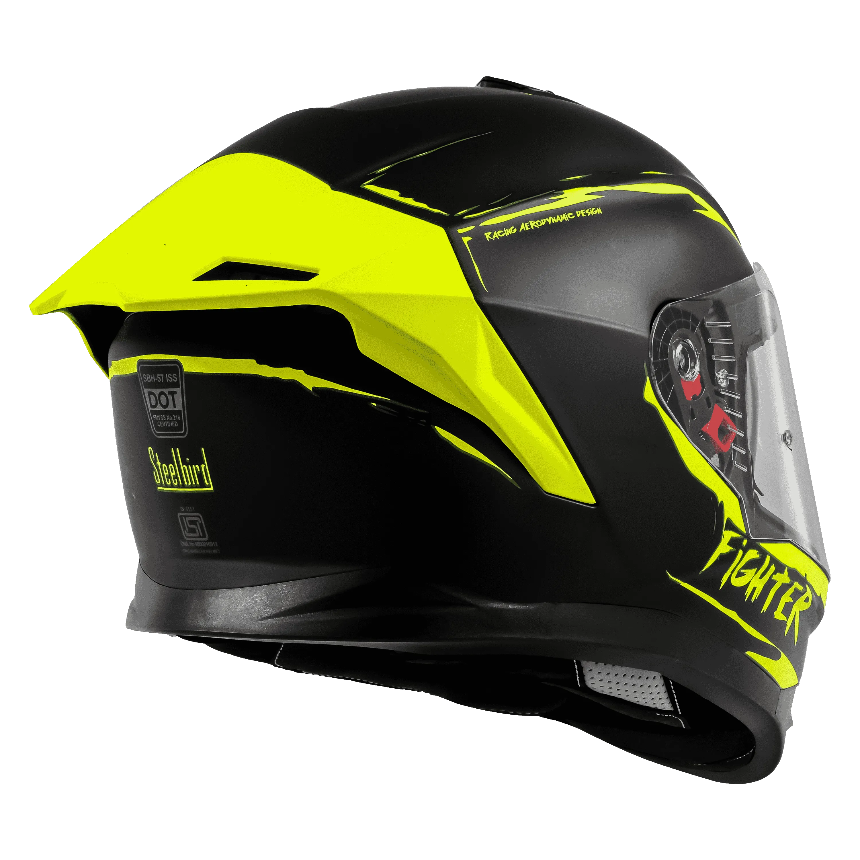 Steelbird Sbh 57 Fighter F2 Matt Black Neon Full Face Helmet