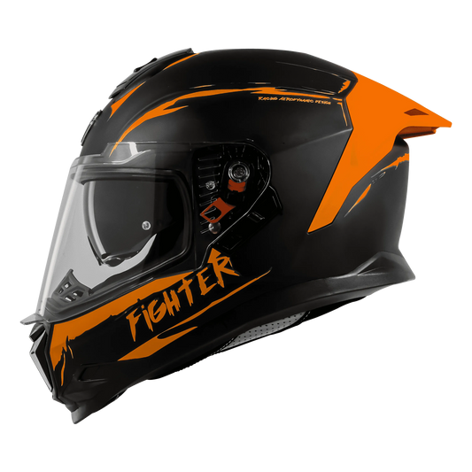 Steelbird Sbh 57 Fighter F2  Matt Black Orange Full Face Helmet