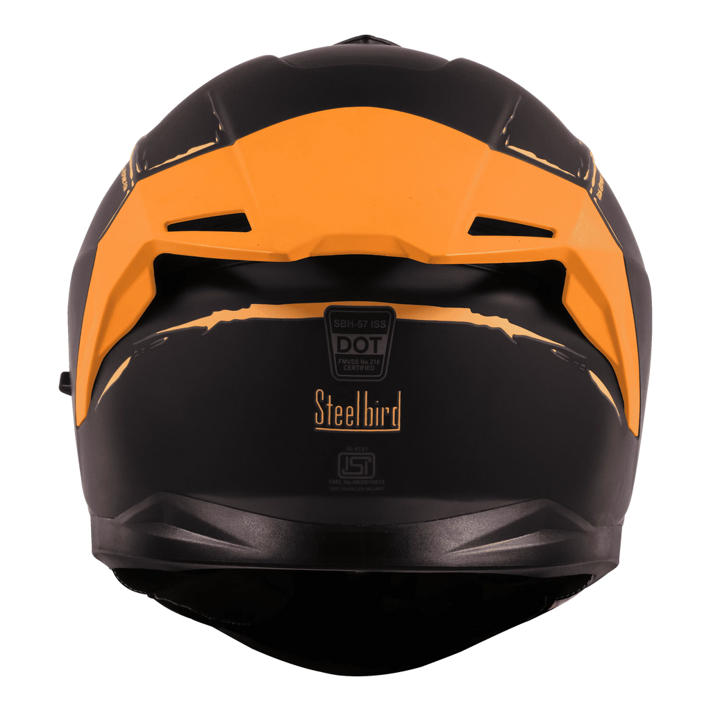 Steelbird Sbh 57 Fighter F2  Matt Black Orange Full Face Helmet
