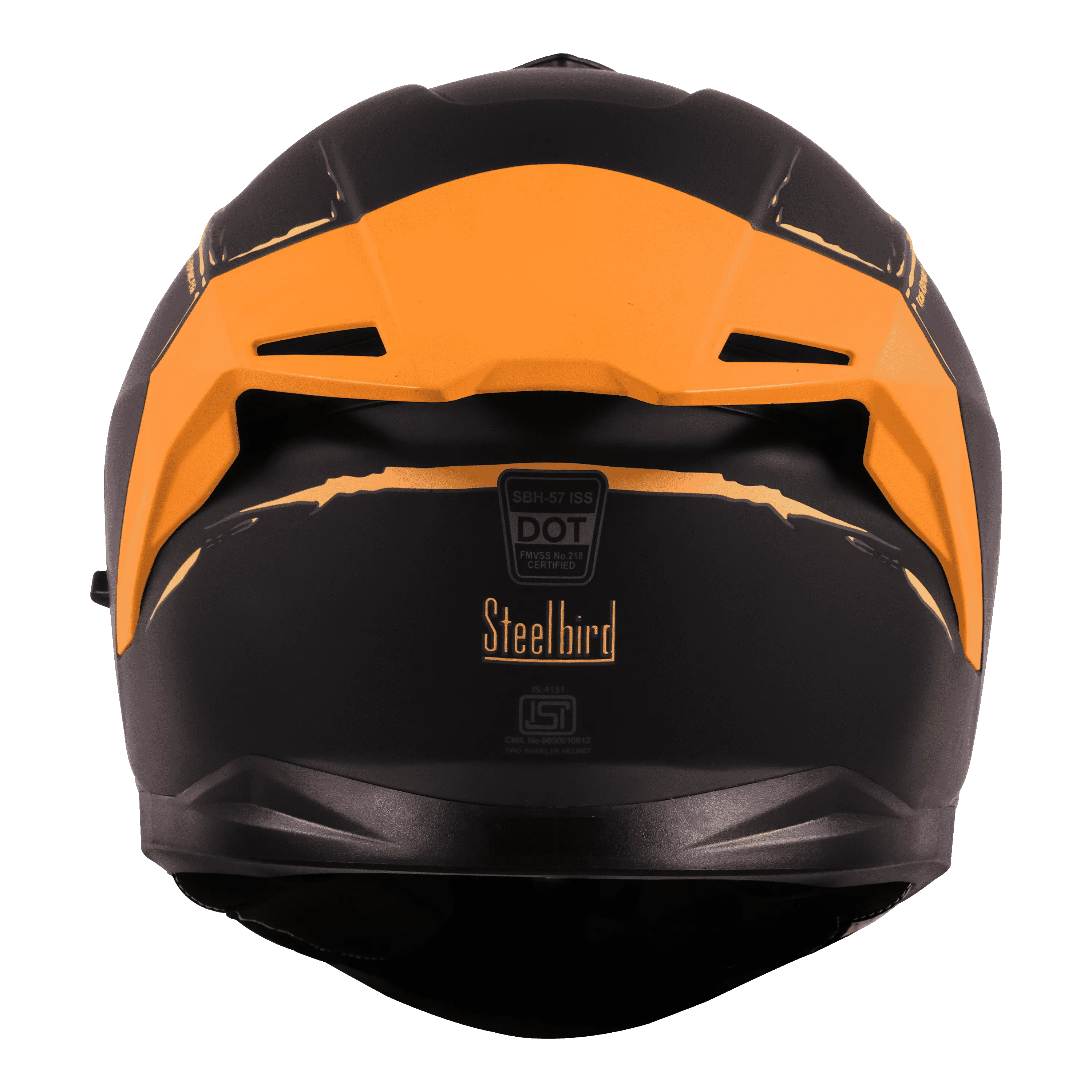 Steelbird Sbh 57 Fighter F2  Matt Black Orange Full Face Helmet