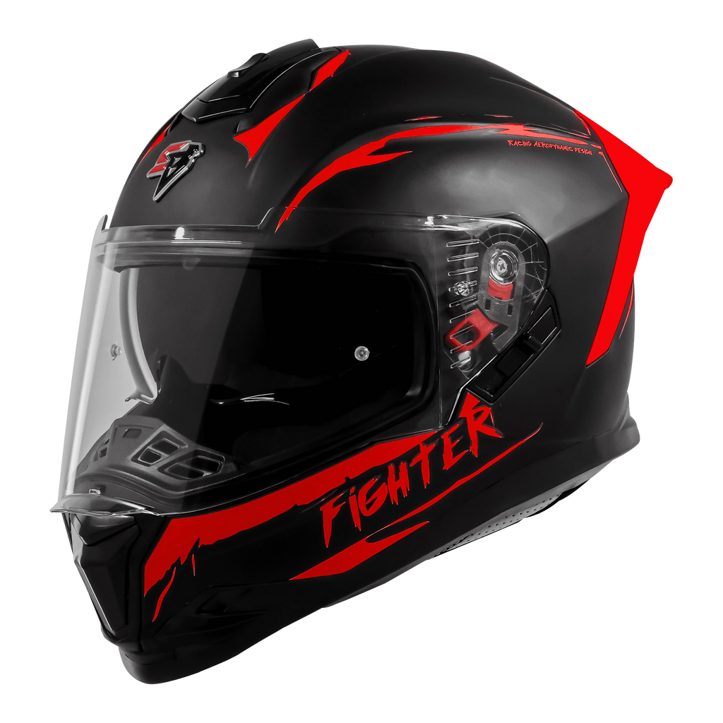 Steelbird Sbh 57 Fighter F2 Matt Black Red Full Face Helmet