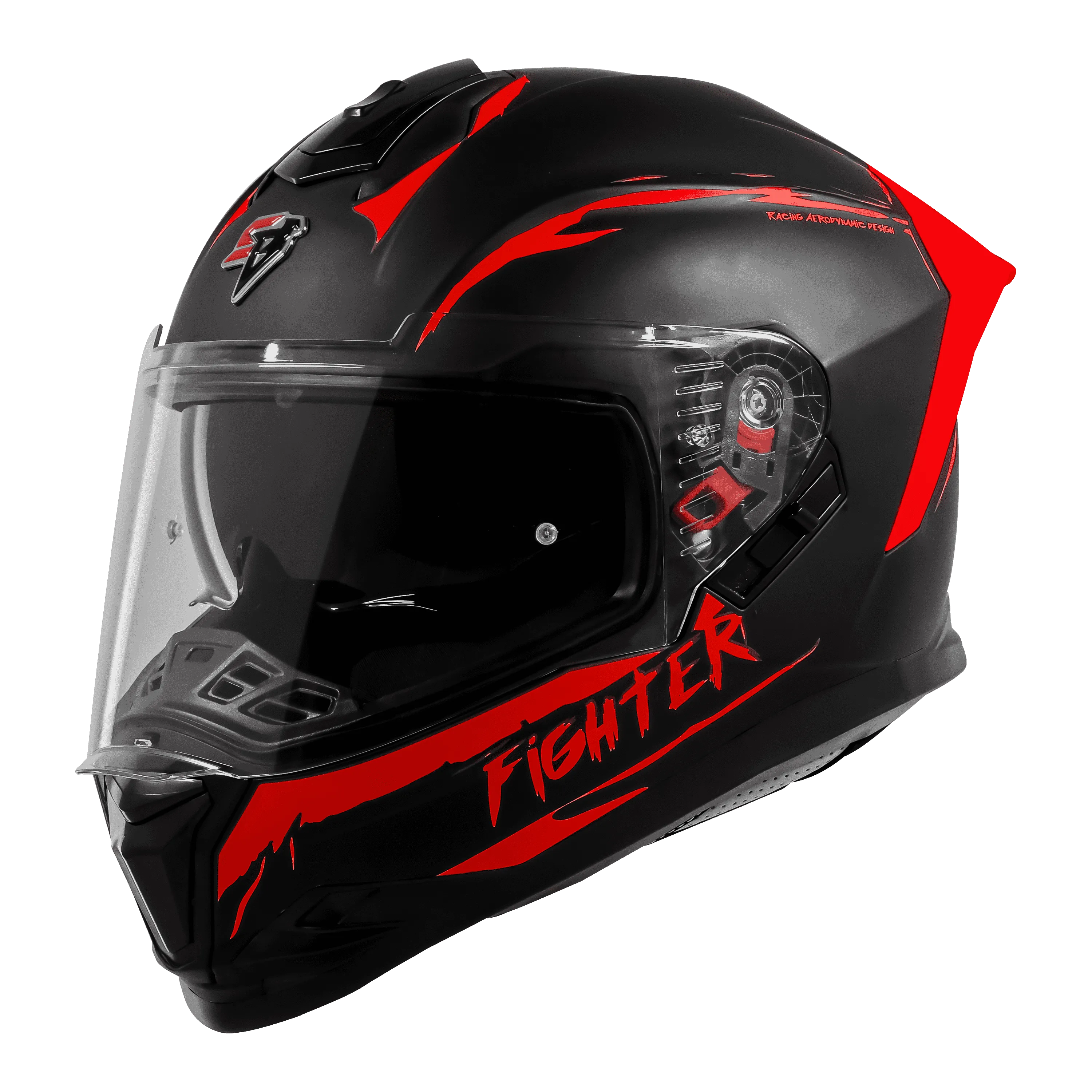Steelbird Sbh 57 Fighter F2 Matt Black Red Full Face Helmet
