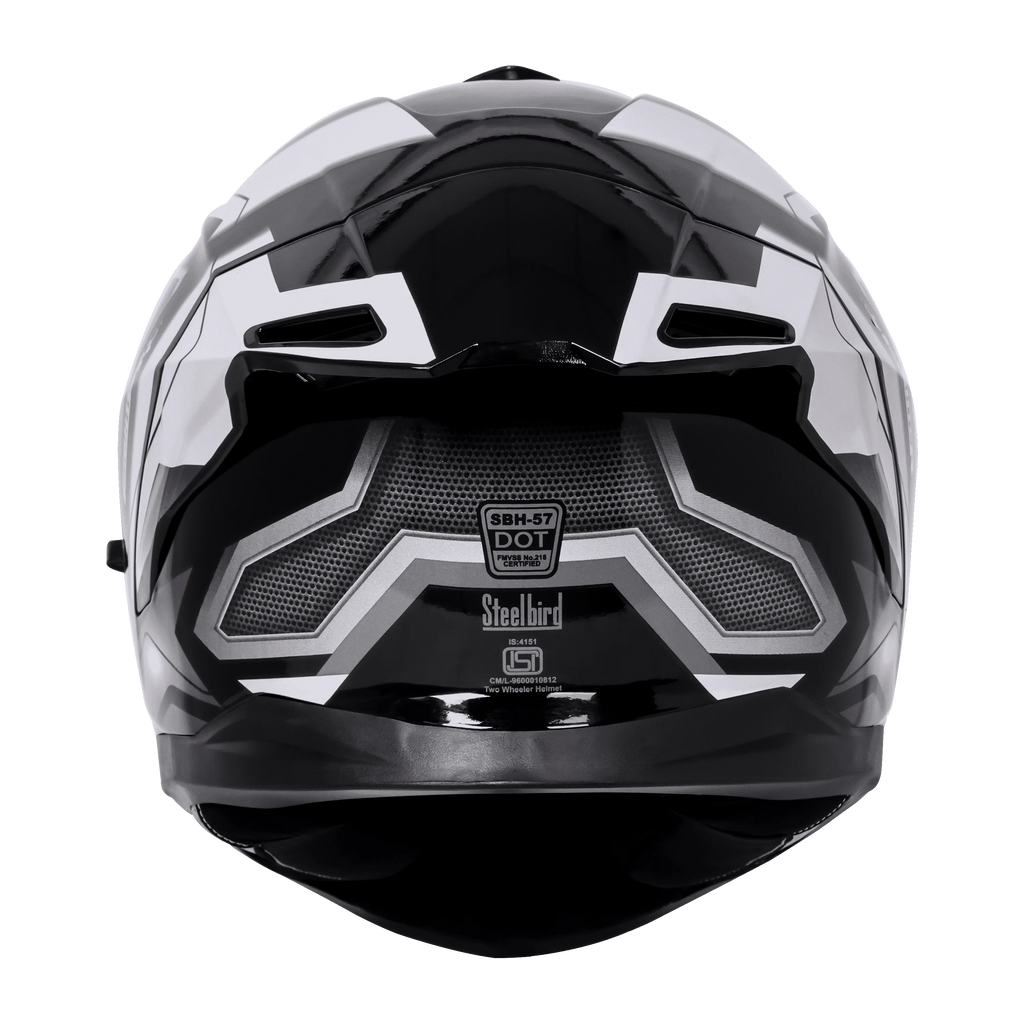 Steelbird Sbh 57 Fighter F3 Black White Full Face Helmet