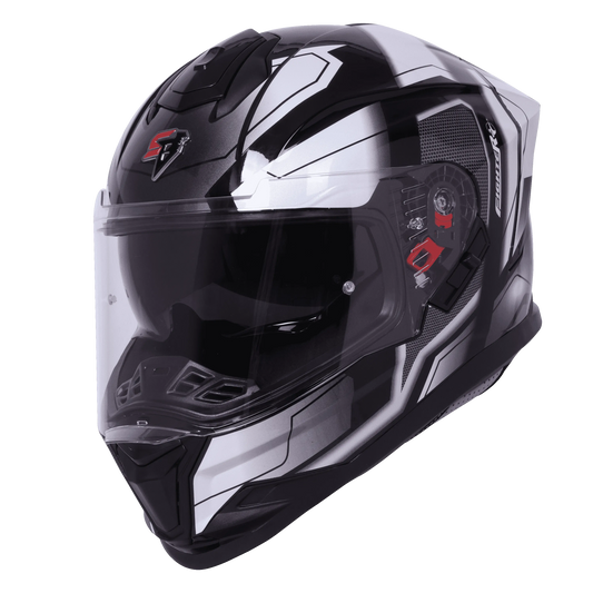 Steelbird Sbh 57 Fighter F3 Matt Black White Full Face Helmet