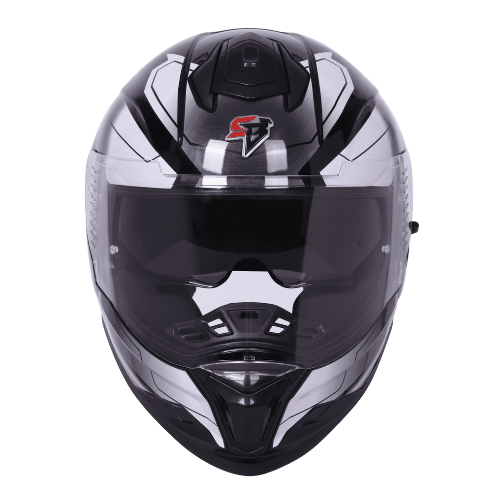 Steelbird Sbh 57 Fighter F3 Matt Black White Full Face Helmet
