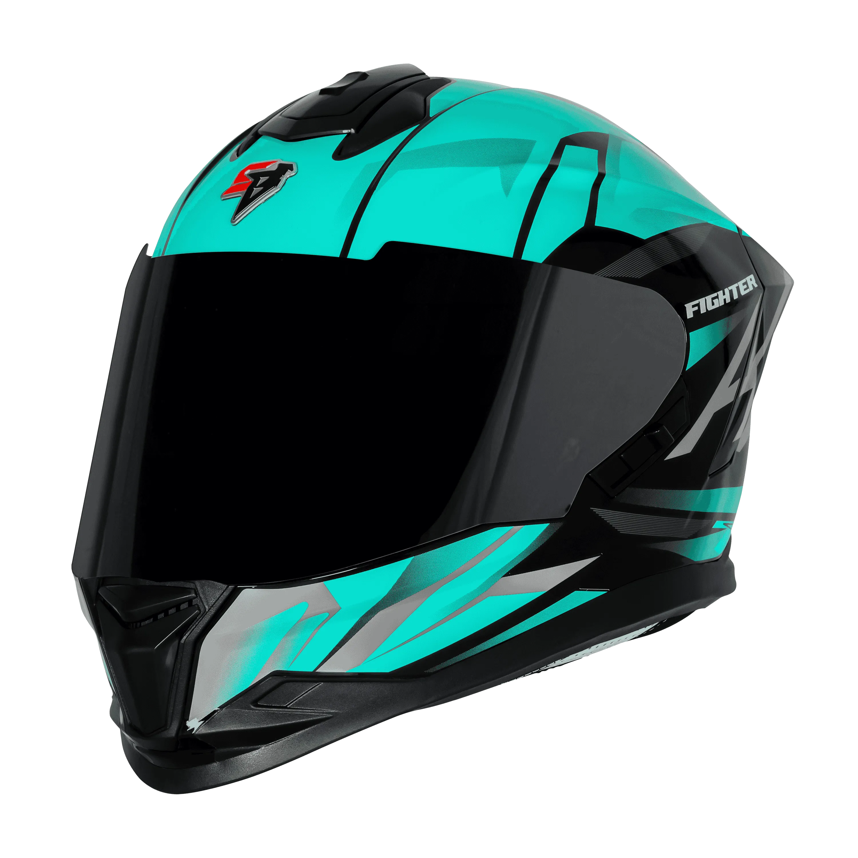 Steelbird Sbh 57 Fighter F4 Matt Black Sea Green Full Face Helmet
