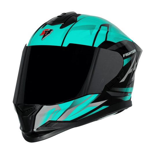 Steelbird Sbh 57 Fighter F4 Matt Black Sea Green Full Face Helmet