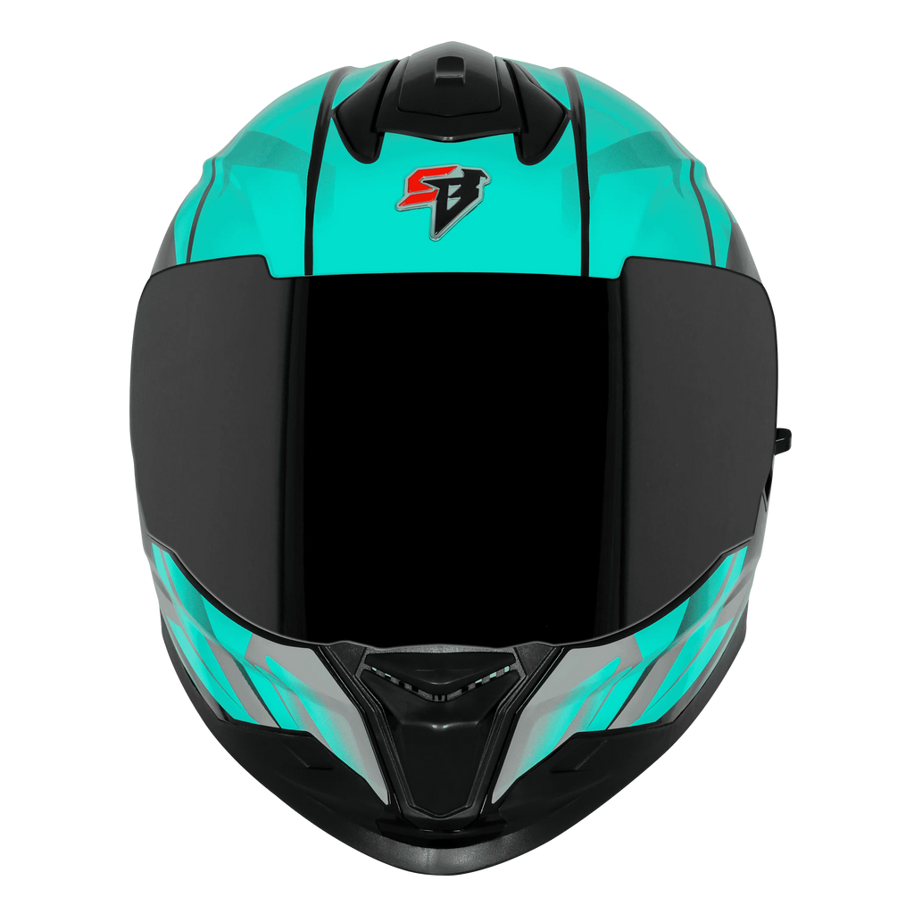 Steelbird Sbh 57 Fighter F4 Matt Black Sea Green Full Face Helmet