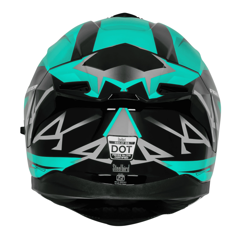 Steelbird Sbh 57 Fighter F4 Matt Black Sea Green Full Face Helmet