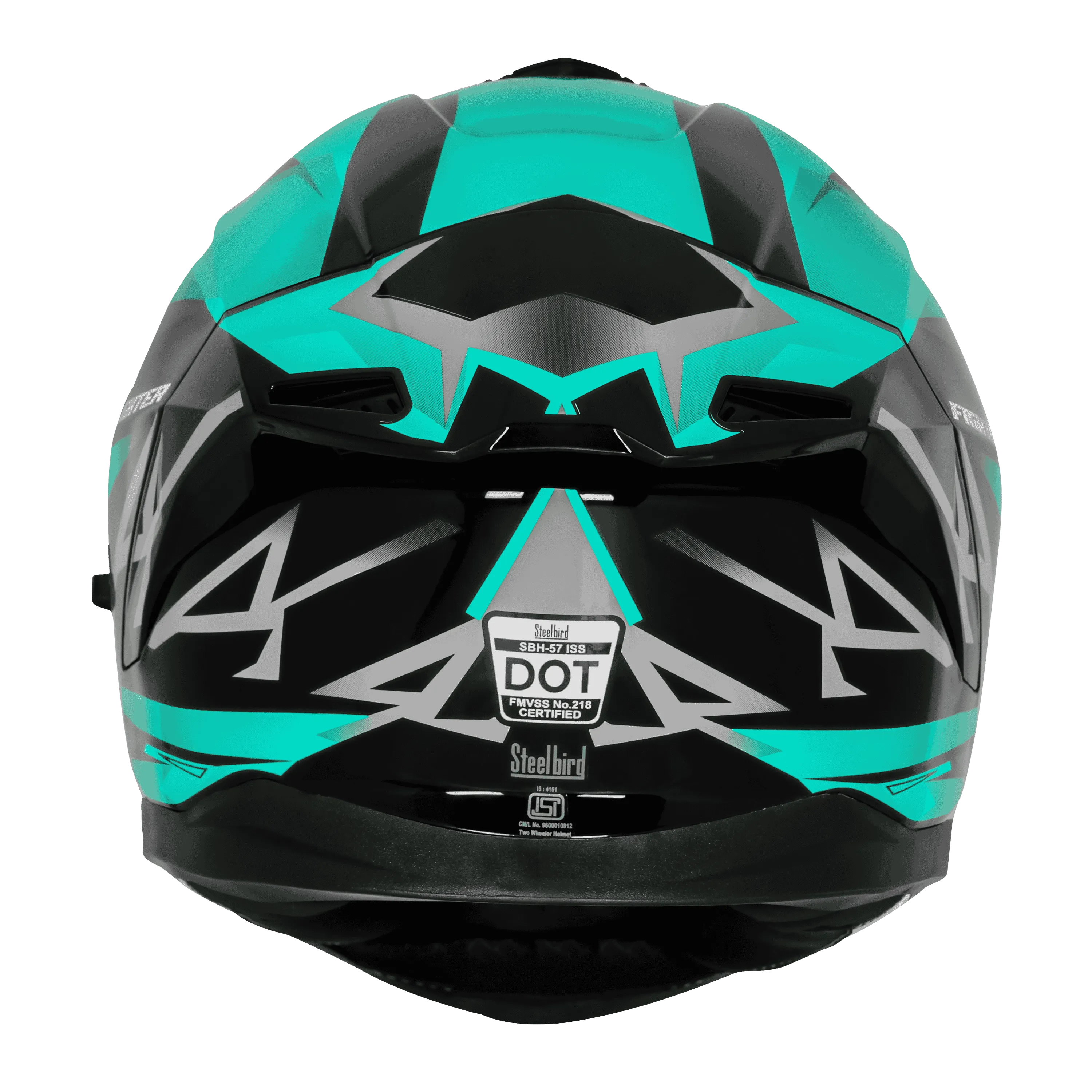 Steelbird Sbh 57 Fighter F4 Matt Black Sea Green Full Face Helmet