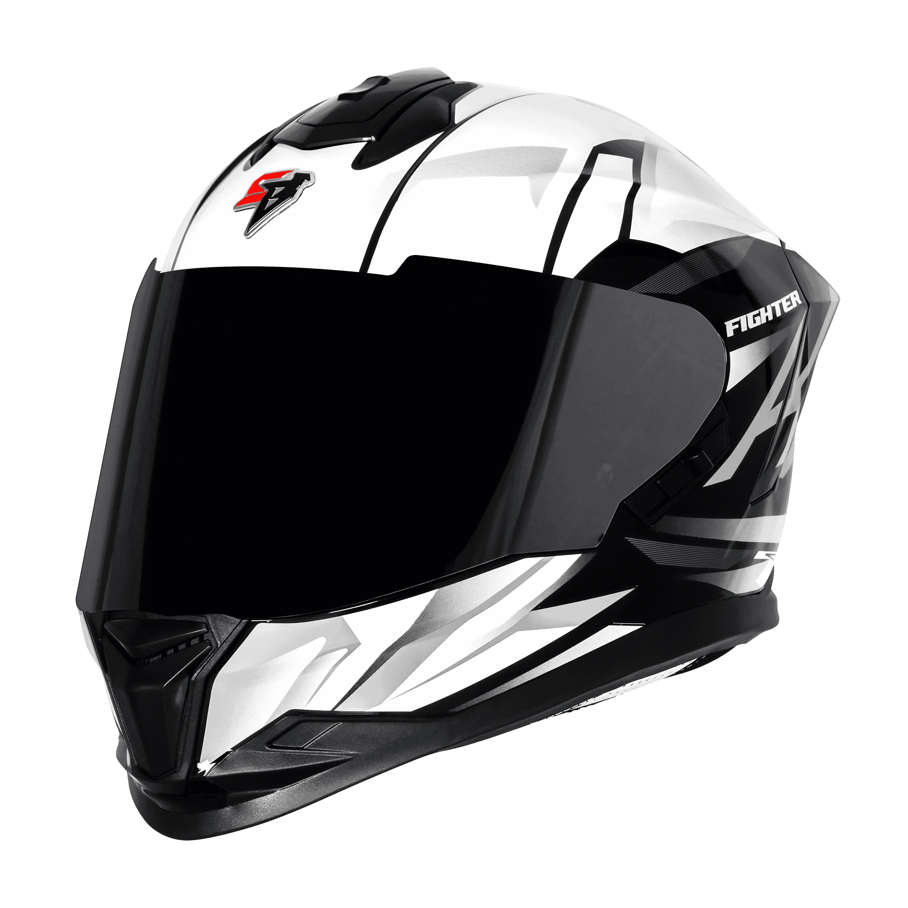 Steelbird Sbh 57 Fighter F4 Matt Black White Full Face Helmet