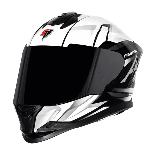 Steelbird Sbh 57 Fighter F4 Matt Black White Full Face Helmet