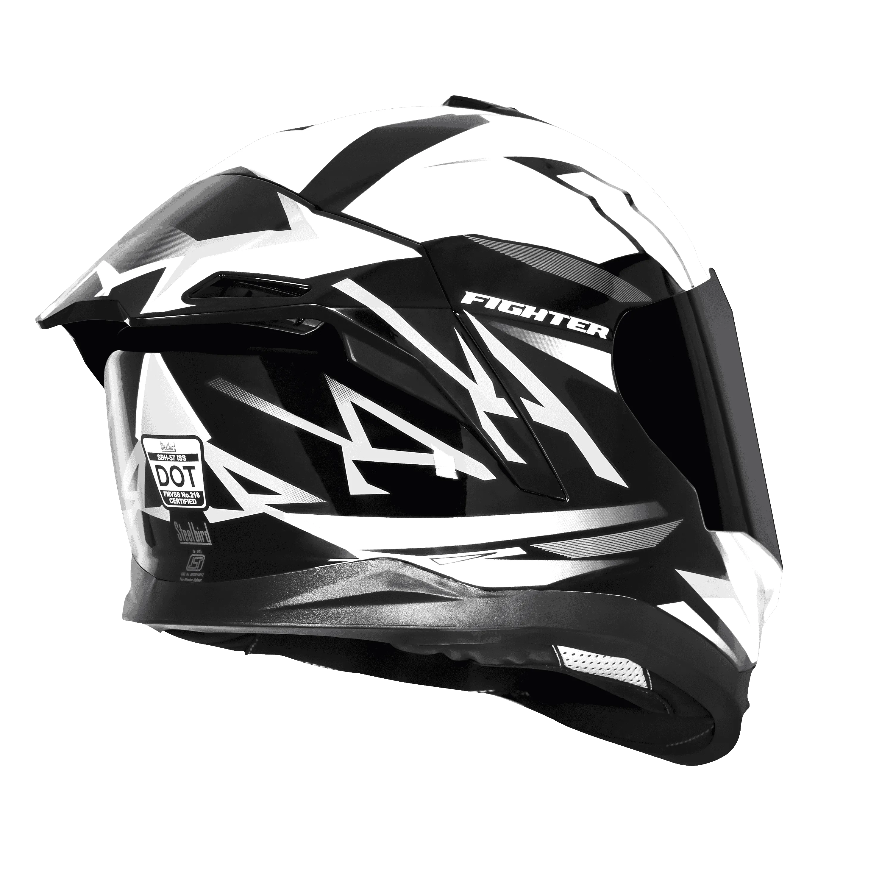Steelbird Sbh 57 Fighter F4 Matt Black White Full Face Helmet