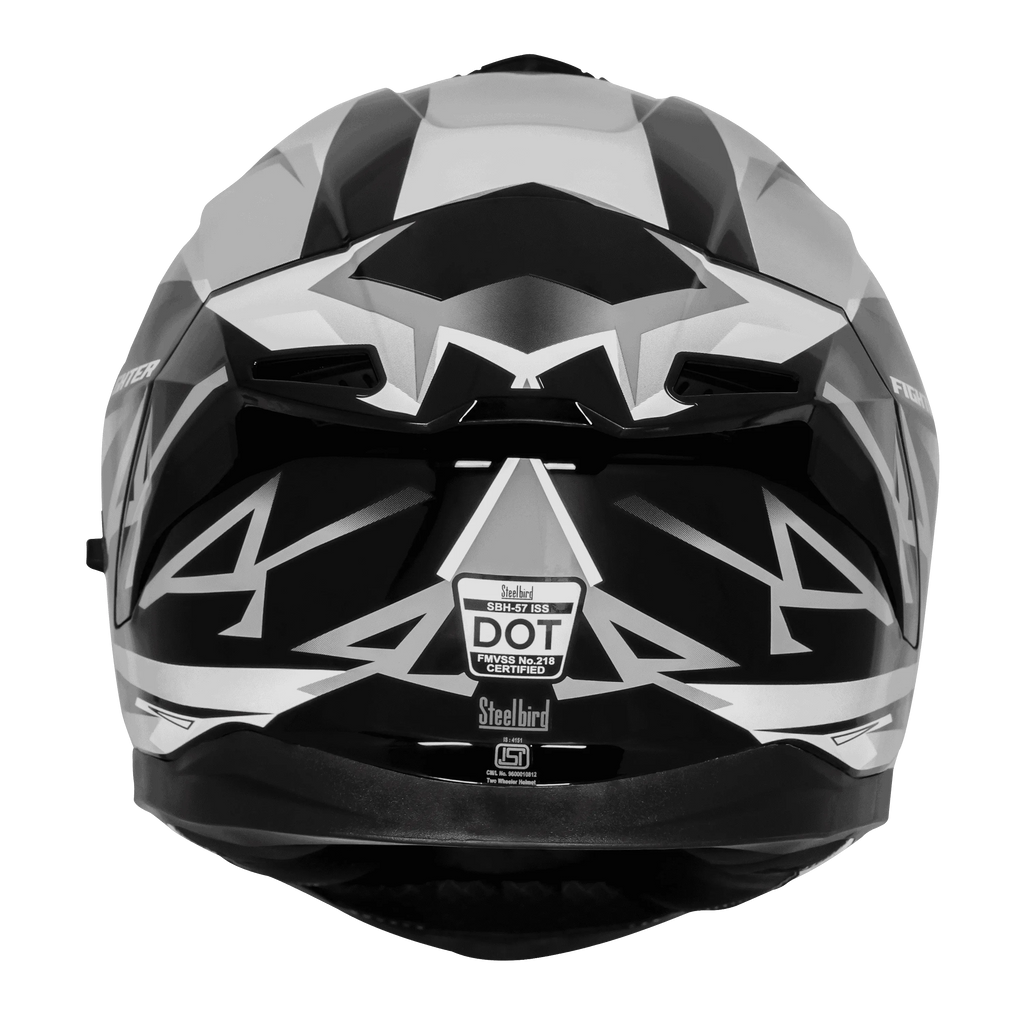 Steelbird Sbh 57 Fighter F4 Matt Black White Full Face Helmet