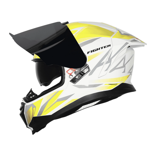 Steelbird Sbh-57 Fighter F4 White Fl Yellow Full face Helmet