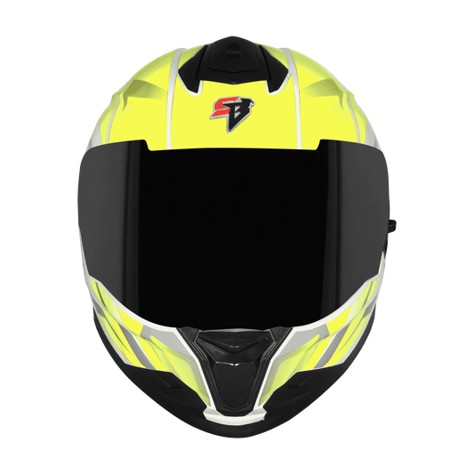 Steelbird Sbh-57 Fighter F4 White Fl Yellow Full face Helmet
