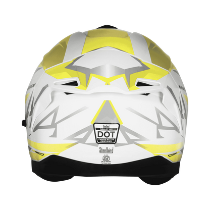 Steelbird Sbh-57 Fighter F4 White Fl Yellow Full face Helmet