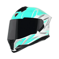 Steelbird Sbh 57 fighter F4 White Sea Green Full Face Helmet