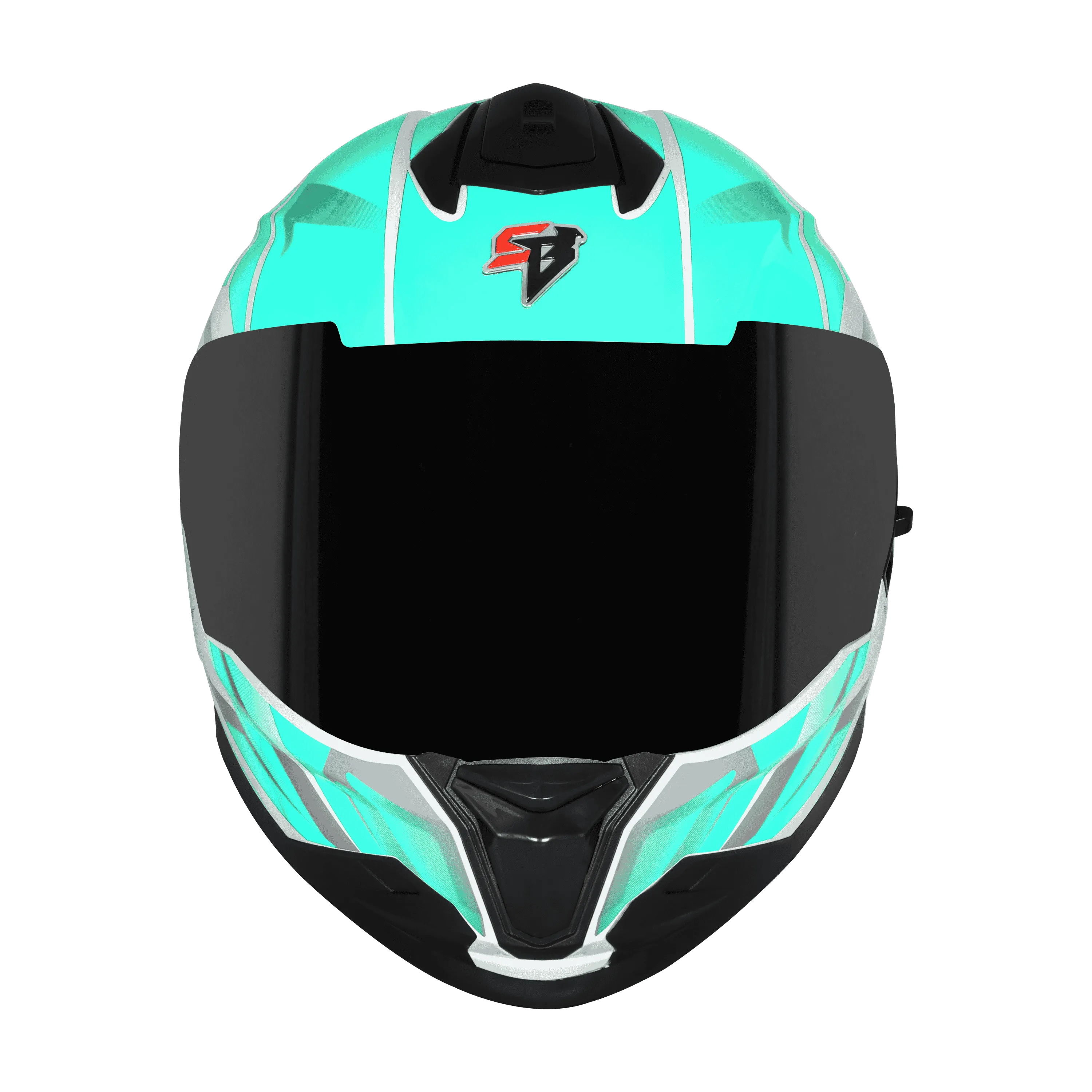 Steelbird Sbh 57 fighter F4 White Sea Green Full Face Helmet
