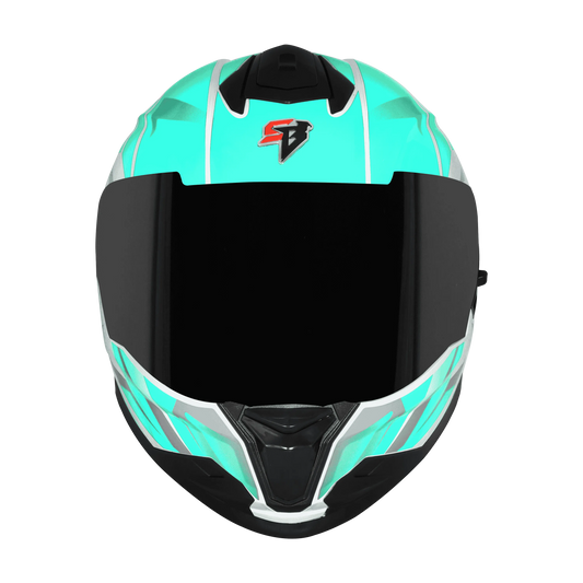 Steelbird Sbh 57 fighter F4 White Sea Green Full Face Helmet