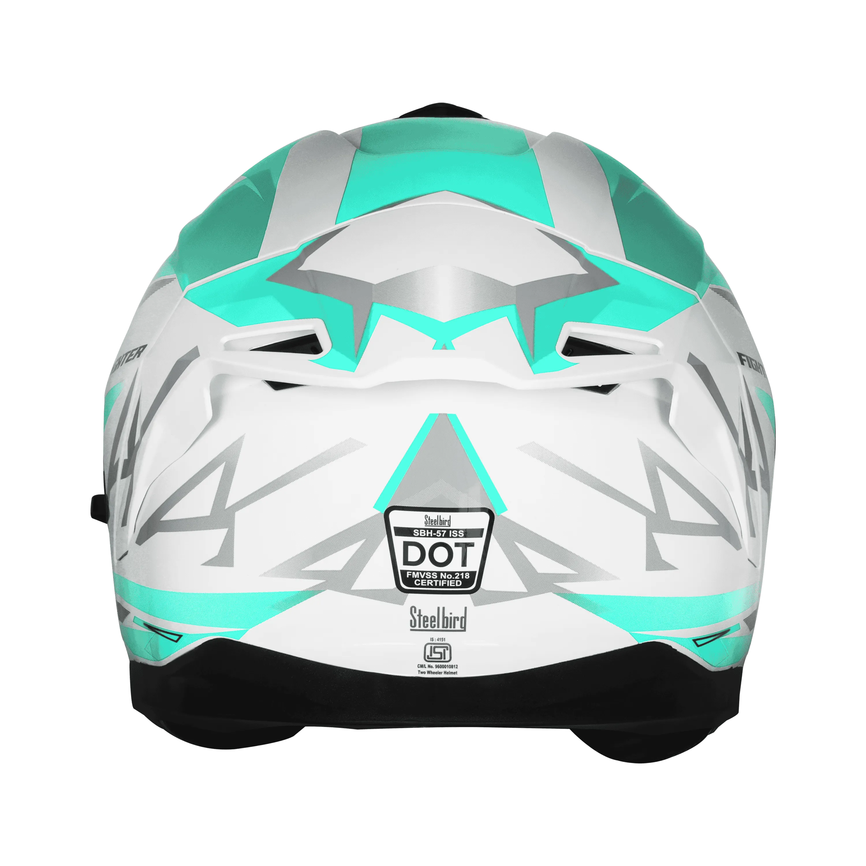 Steelbird Sbh 57 fighter F4 White Sea Green Full Face Helmet