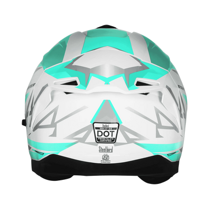 Steelbird Sbh 57 fighter F4 White Sea Green Full Face Helmet