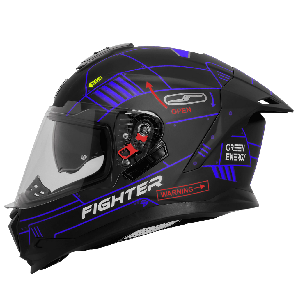 Steelbird Sbh 57 Fighter F6 Black Blue Full face Helmet