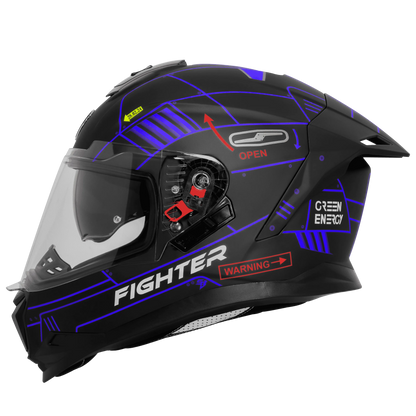 Steelbird Sbh 57 Fighter F6 Black Blue Full face Helmet