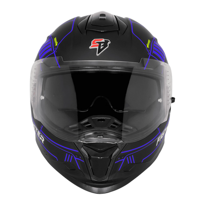 Steelbird Sbh 57 Fighter F6 Black Blue Full face Helmet