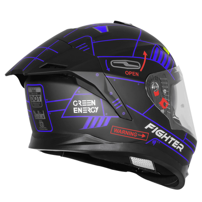 Steelbird Sbh 57 Fighter F6 Black Blue Full face Helmet