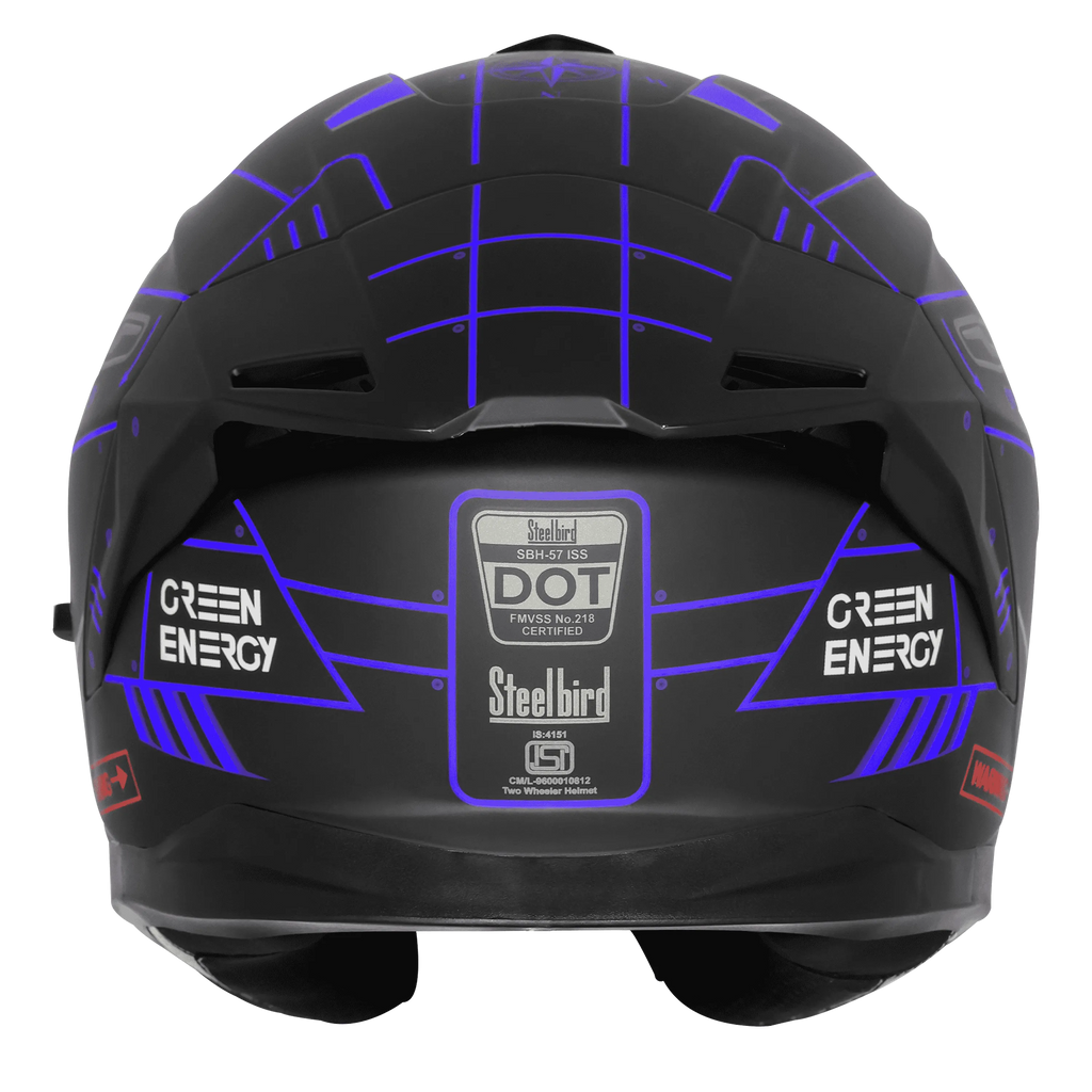 Steelbird Sbh 57 Fighter F6 Black Blue Full face Helmet