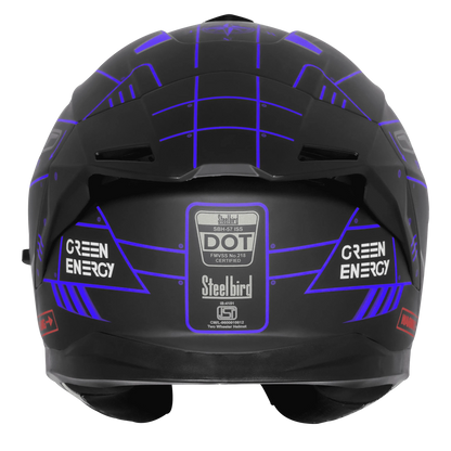 Steelbird Sbh 57 Fighter F6 Black Blue Full face Helmet
