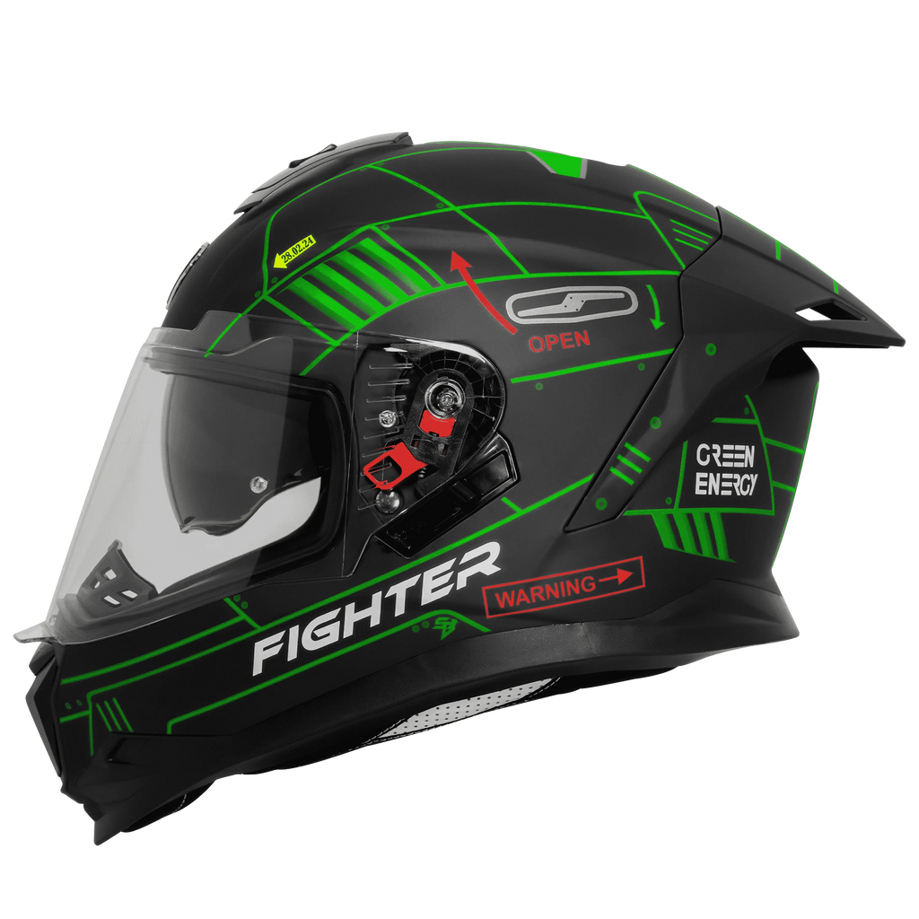 Steelbird Sbh 57 Fighter F6 Black Green Full face Helmet