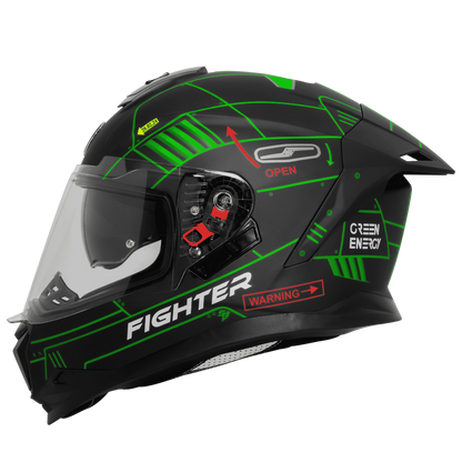 Steelbird Sbh 57 Fighter F6 Black Green Full face Helmet