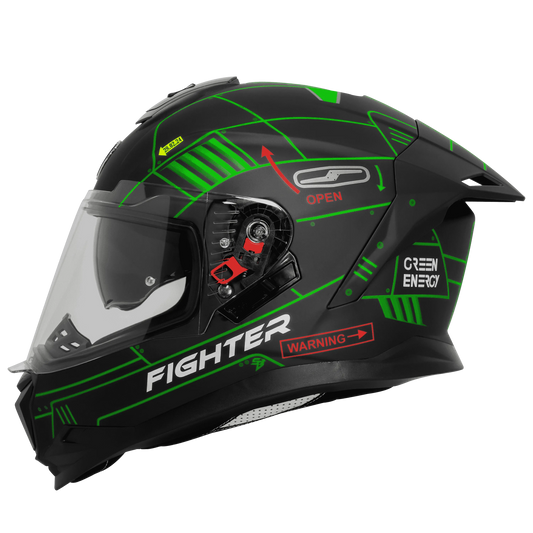 Steelbird Sbh 57 Fighter F6 Black Green Full face Helmet