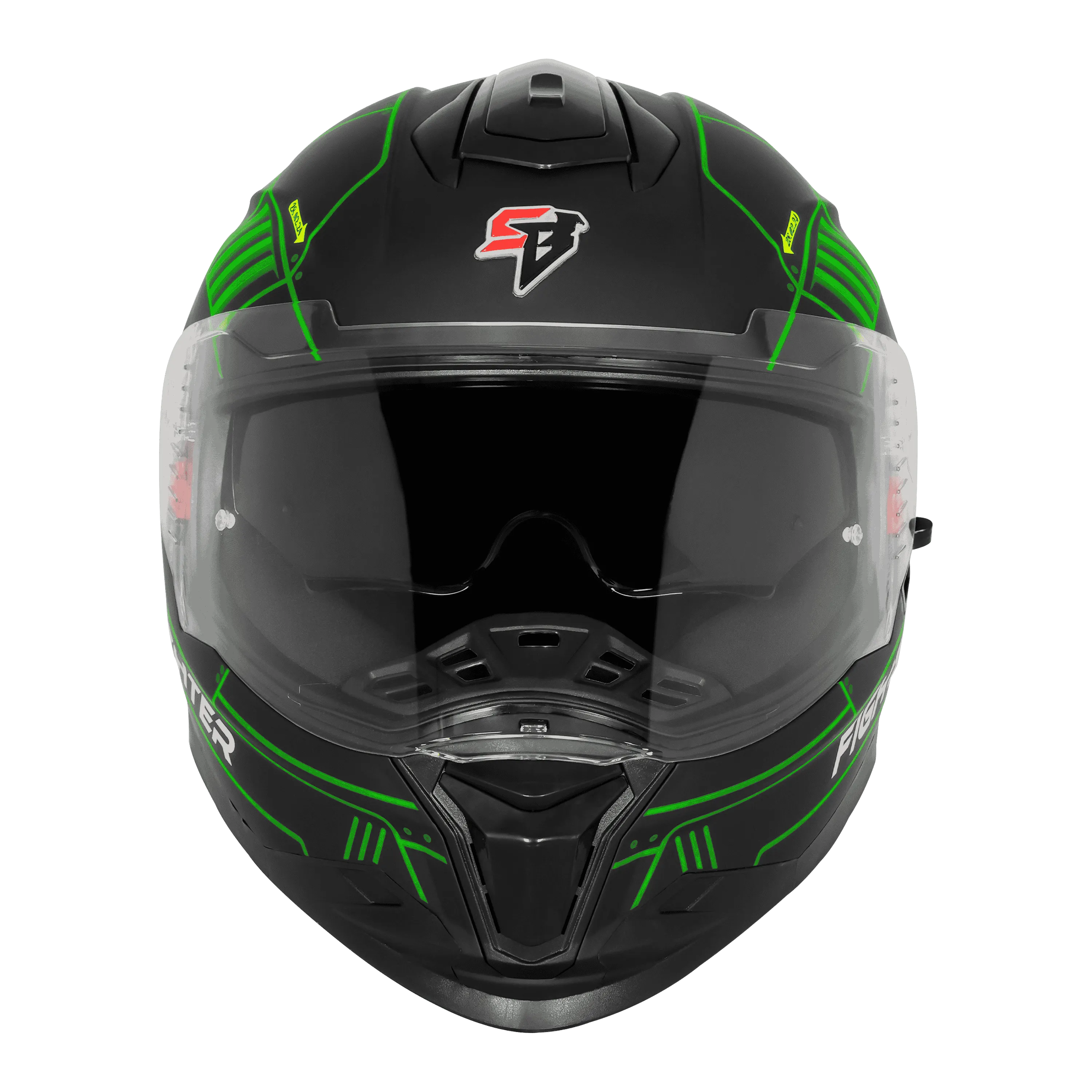 Steelbird Sbh 57 Fighter F6 Black Green Full face Helmet
