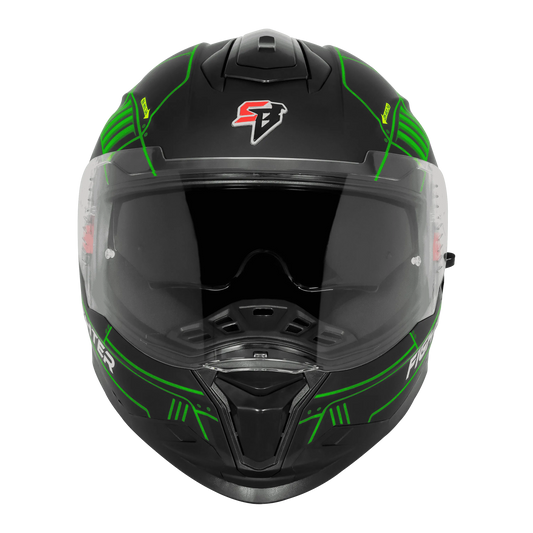 Steelbird Sbh 57 Fighter F6 Black Green Full face Helmet