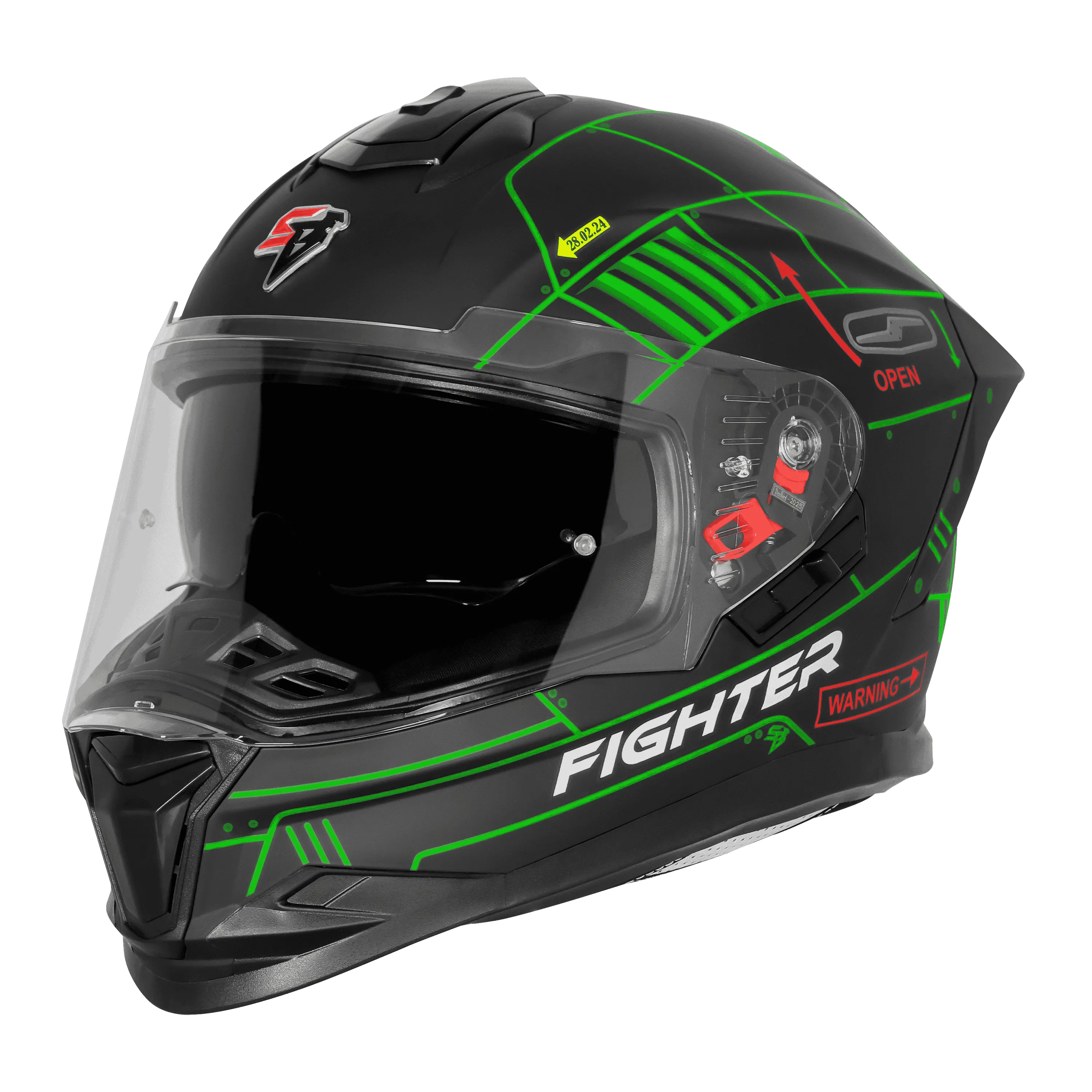 Steelbird Sbh 57 Fighter F6 Black Green Full face Helmet