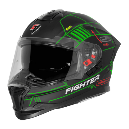Steelbird Sbh 57 Fighter F6 Black Green Full face Helmet