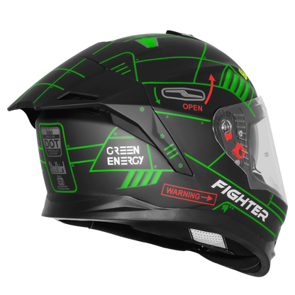 Steelbird Sbh 57 Fighter F6 Black Green Full face Helmet
