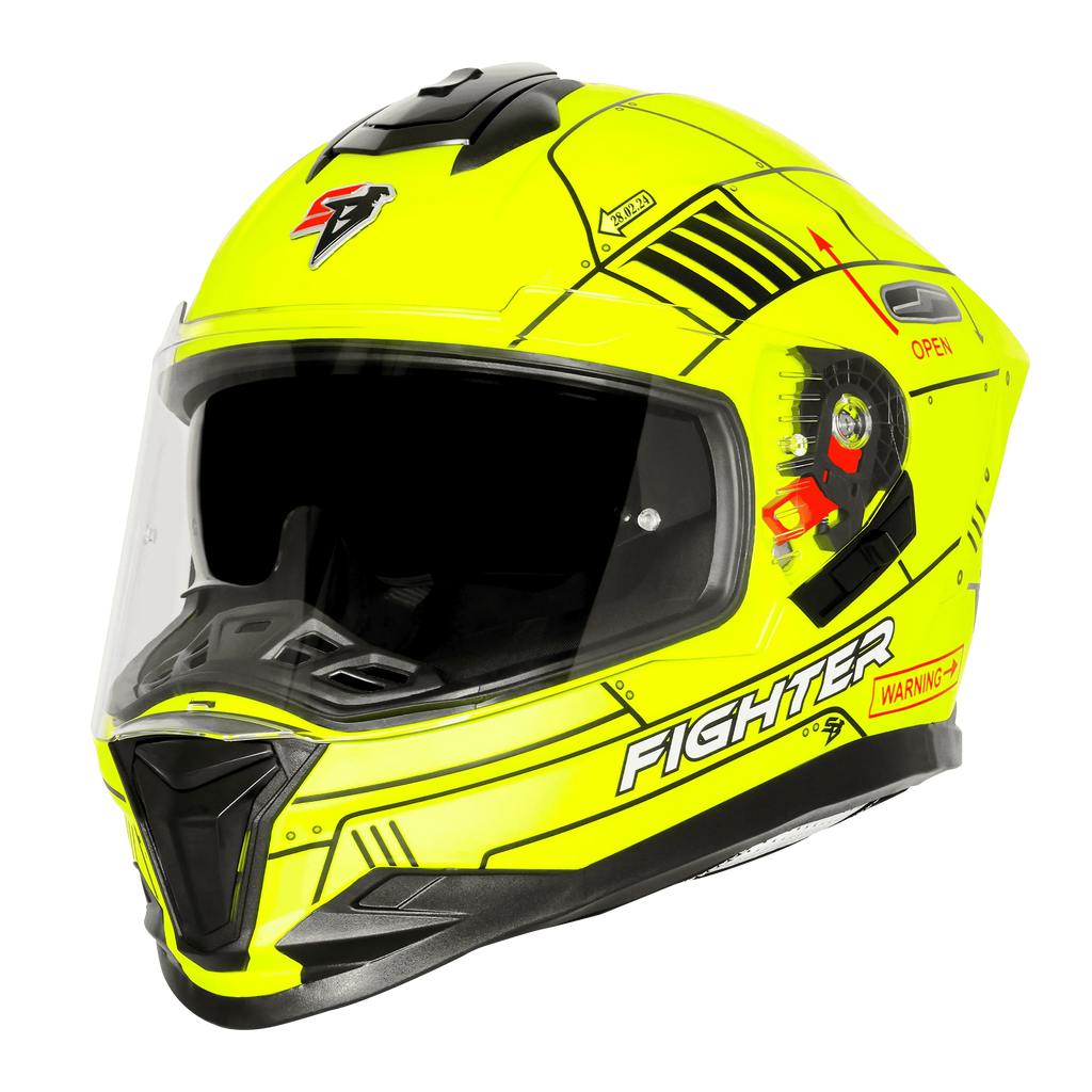 Steelbird Sbh 57 Fighter F6 Black Neon Full Face Helmet