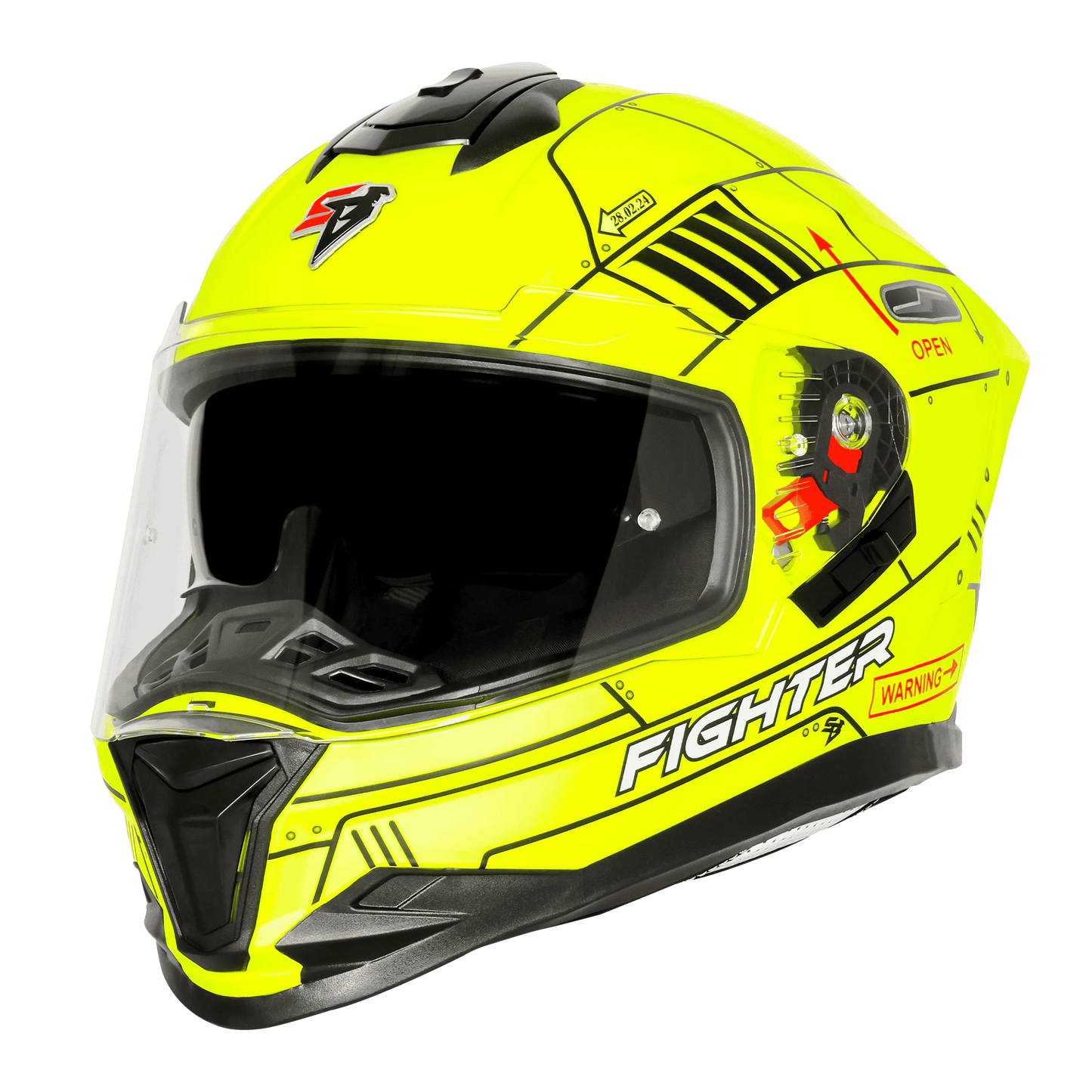 Steelbird Sbh 57 Fighter F6 Black Neon Full Face Helmet