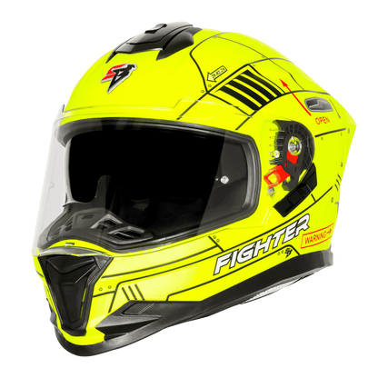 Steelbird Sbh 57 Fighter F6 Black Neon Full Face Helmet